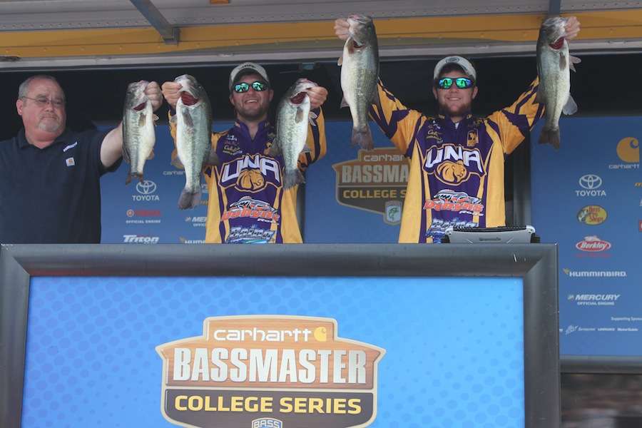 John Maner and Ryan Darracott	 of the University of North Alabama finish 14th with 32-14. 