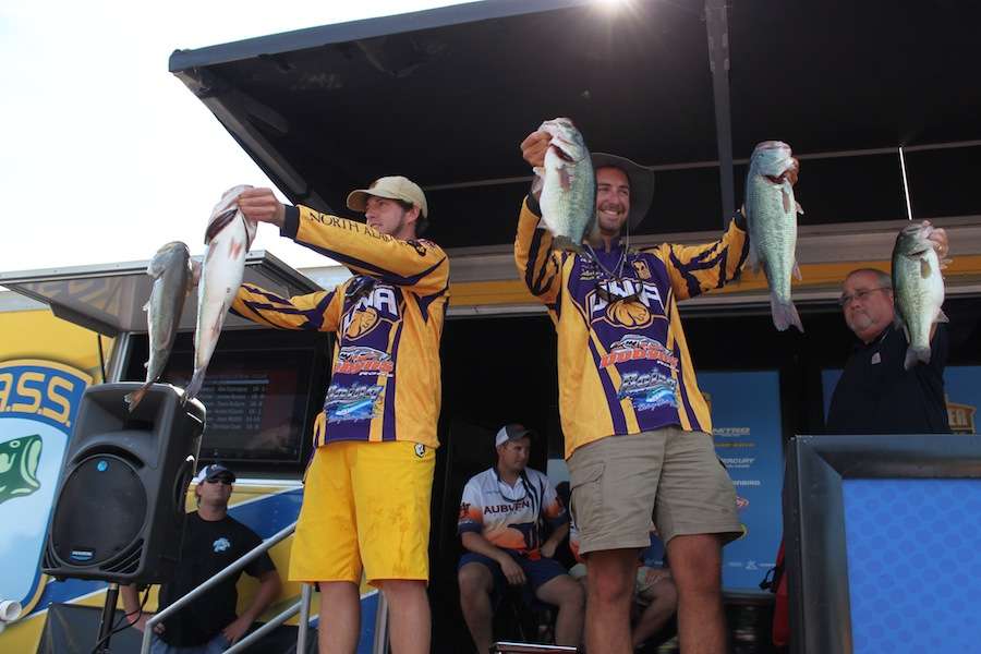 Dawson Lenz and Robb Young of the University of North Alabama finish 5th with 41-13.