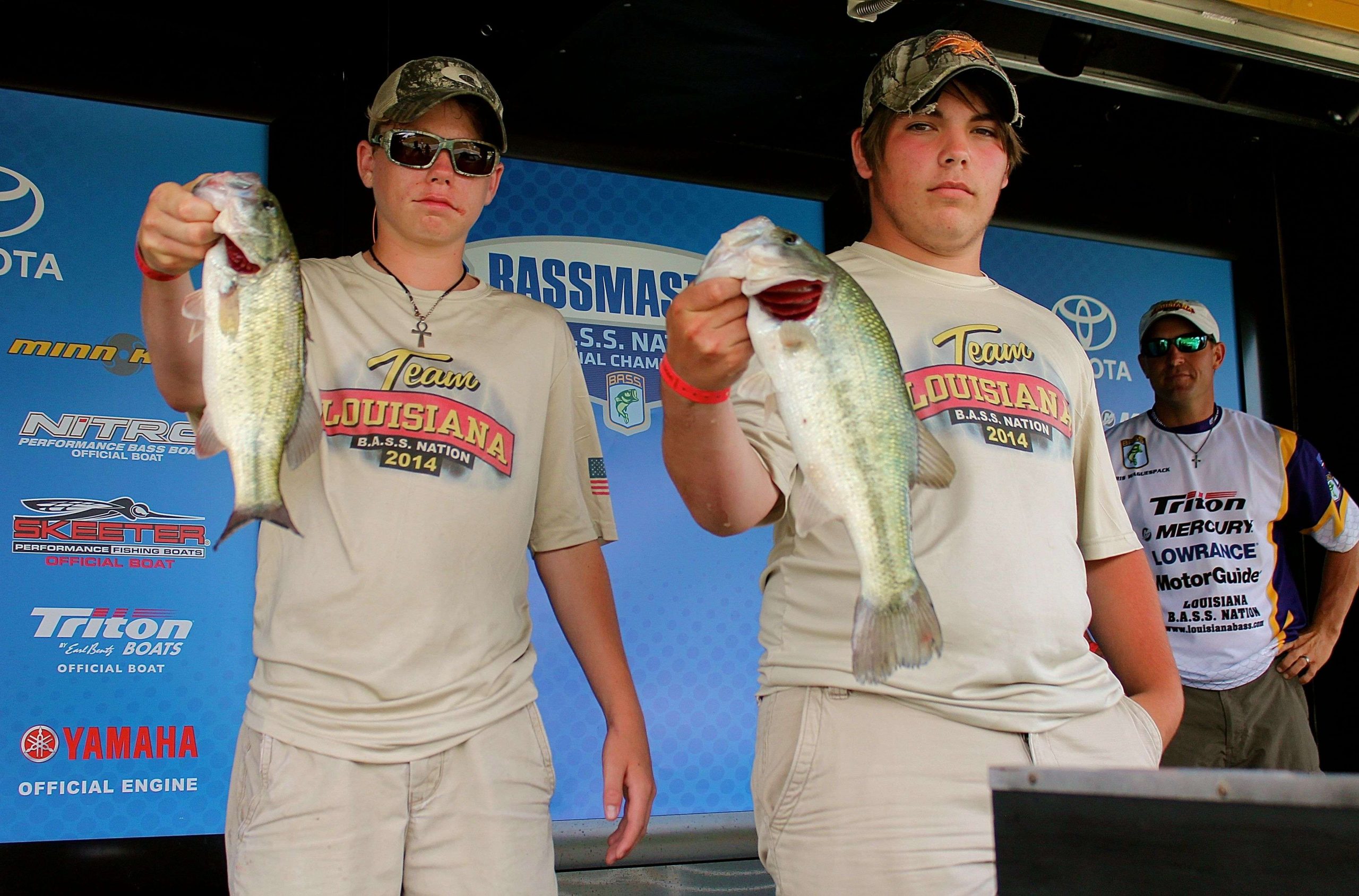 Louisiana high school anglers Kody Kelly and Dillon King caught two bass for 4-8. They represent Livingston Parish Bassmasters.
