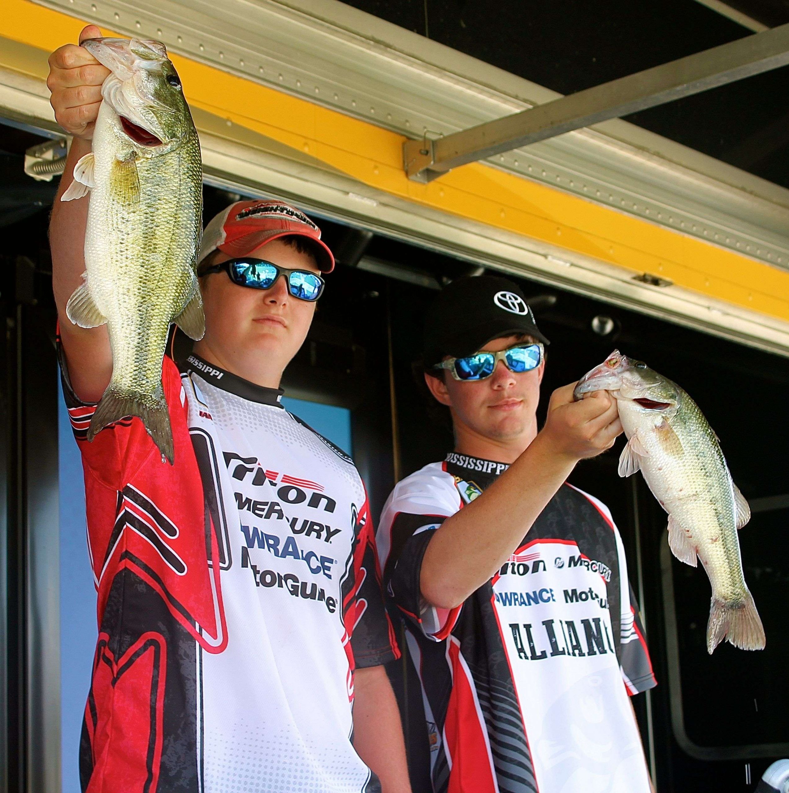 Mississippi high school anglers Ian Goff and Garett Bullock caught two bass that weighed a combined 5-11. They attend East Central High School.