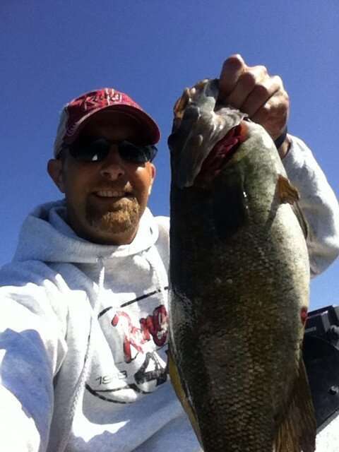 Steve Jakubiec couldn't help but selfie with this 5-pound smallie he caught on Green Bay.