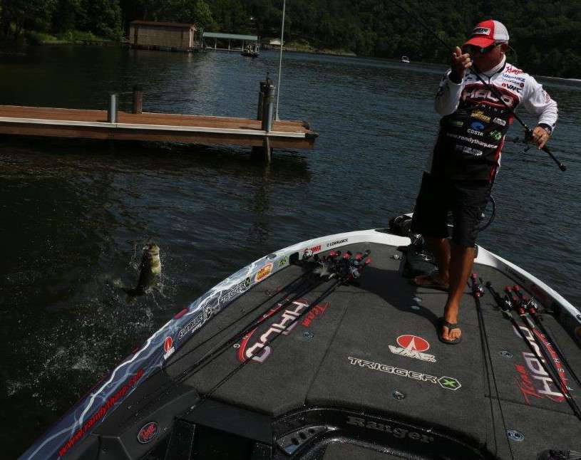 <p>Randall Tharp hit such a frenzy of fish at BASSfest on Chickamauga that Walden had plenty of BASSTrakk and blog work to do.</p>

