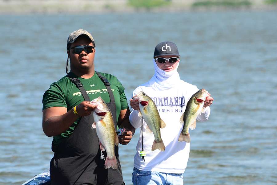 William Valdez (left) and Alex Torkleson (right) from Oklahoma show off part of their bag.