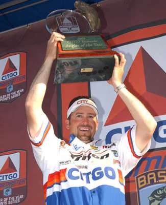 Here's Gerald Swindle in 2004, moments after winning the Bassmaster Angler of the Year title in a tight race with Greg Hackney.