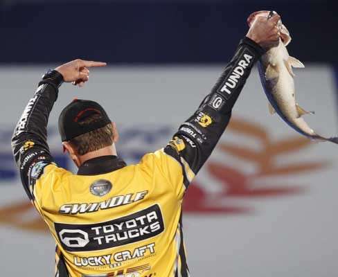 And here's the G-Man showing one of his fish from a recent Bassmaster Classic.
