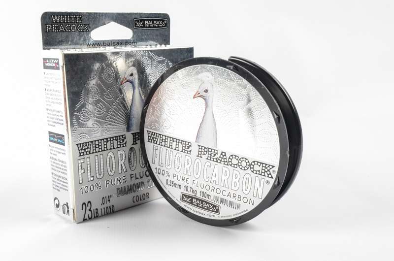 <p>Balsax</p>
<p>White Peacock Fluorocarbon</p>
<p>White Peacock is 100 percent fluorocarbon line, fast sinking, durable and invisible in the water. It claims to be 50 percent thinner than ordinary lines.</p>