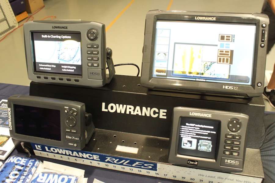 Lowrance with several units on display. 