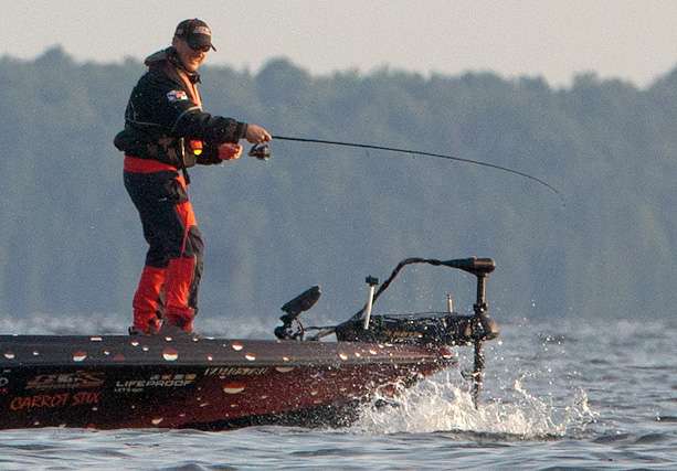 Paul Pagnato hooks up with a heavy Lake Champlain smallmouth. 
