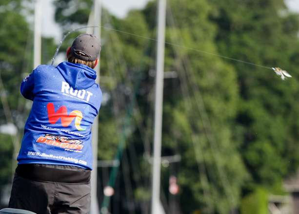 Dave Root fires a long cast with a spinnerbait. 