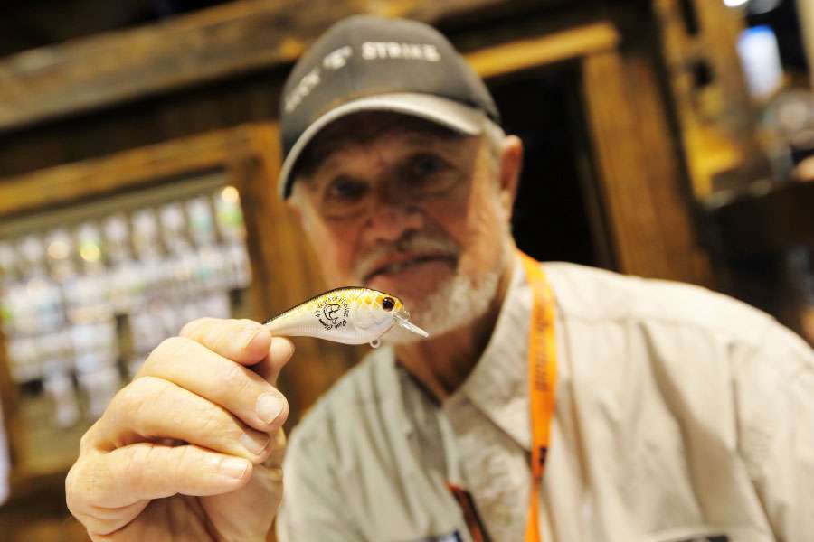 Rick Clunn showing off a new lure, too.