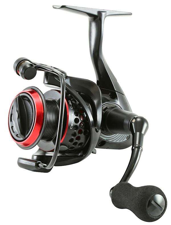<p>Okuma Caymus With its ultra-lightweight, aggressively ported spool and rotor and black and red styling, Caymus makes a statement on the water. Backing up the fierce look is a core of excellence: 8-bearing system including Quick-Set anti-reverse, machined aluminum spool, Blade Body Design, forged aluminum handle, EVA handle knobs and a up to 18-pounds of max drag.</p>
