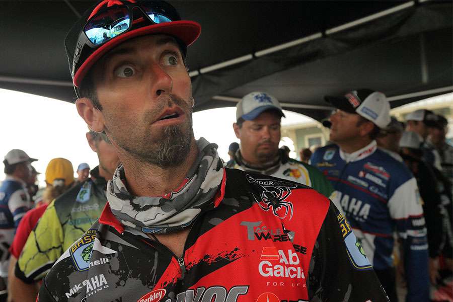 The winner of the last Elite Series event, Mike Iaconelli, is about to weigh-in.