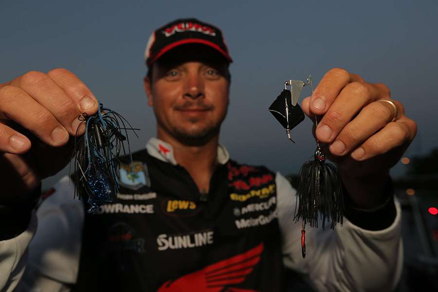Jason Christie shows off his two go-to baits on the Delaware River.