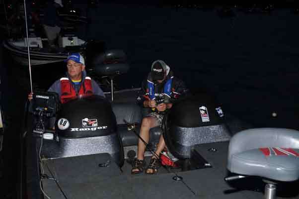 Getting ready for the takeoff in Boat 2 are Greg Glasser and Josh Wiesner.

