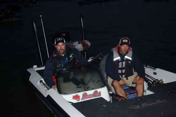 Brandon Rose and Christopher Lemon head out on Lake Monroe.
