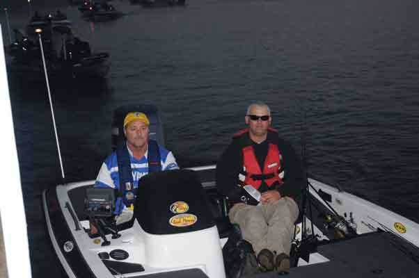 Tim Frei and Nate Brown head out for their day on Lake Monroe.