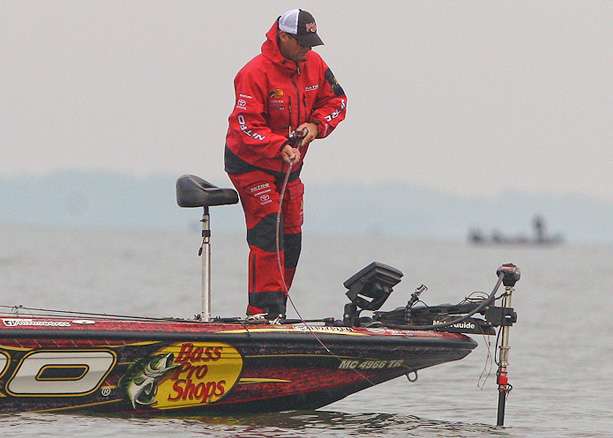Kevin VanDam had a quick start and was on his way to a quick limit of fish. 