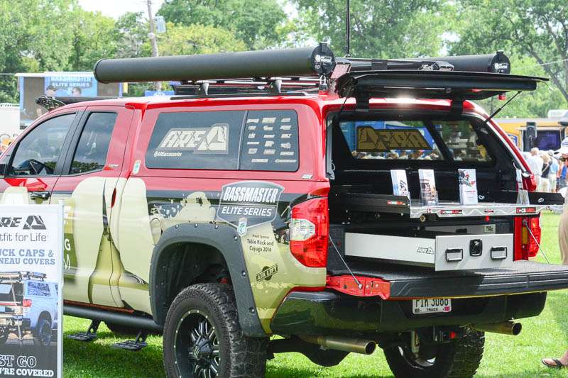 A.R.E. has a sweet tricked-out truck on display with all of their products included. 