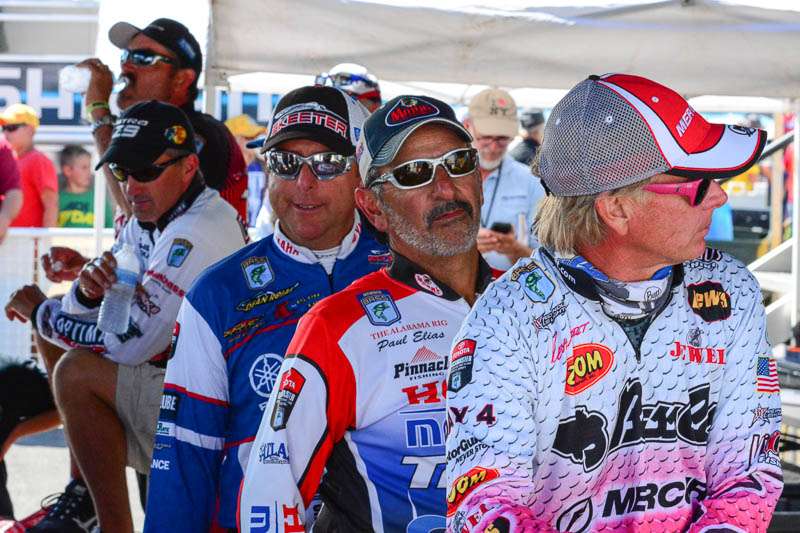 The anglers are lined up backstage, ready to go.