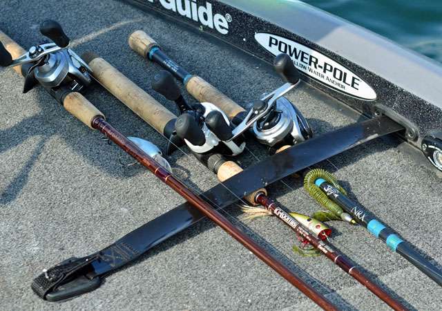 G.Loomis rods and Shimano reels adorn his deck.