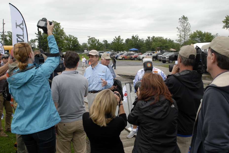 During an impromptu press conference, Cuomo promoted fishing as a valuable sport and tourism attraction for the state of New York.