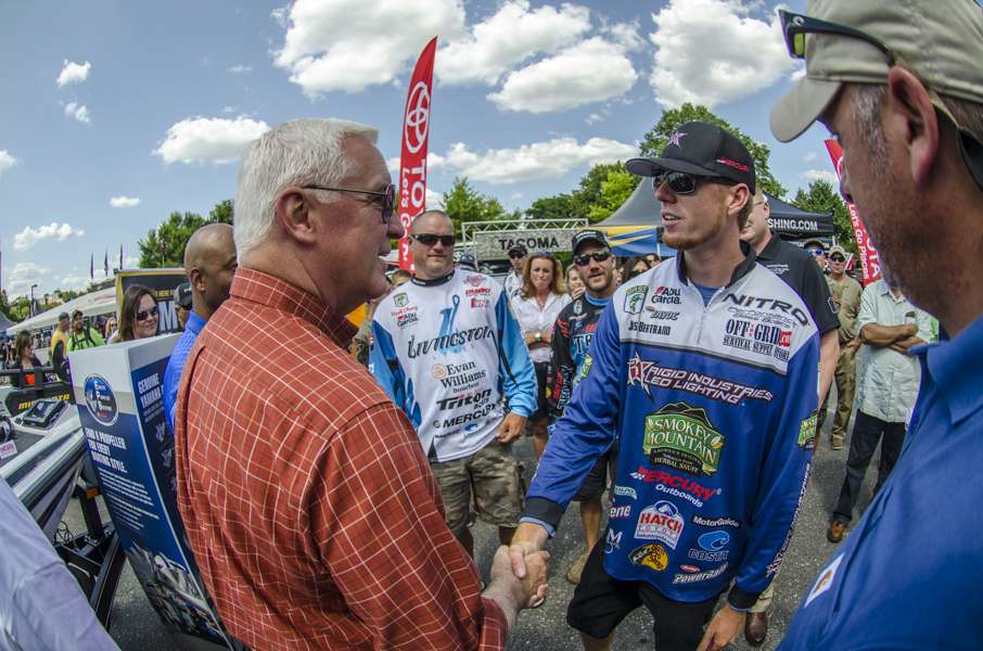 Elite anglers stop by to meet the governor, including Josh Bertrand...