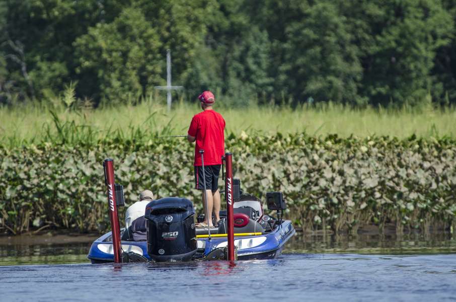 Combs stops to check another spot.