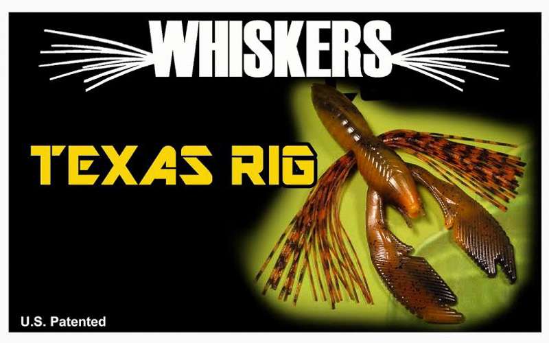 Tightlines
Texas Rig Whiskers
The Whiskers Texas Rig retains the claws but has the same rubber skirt running crossways through it.