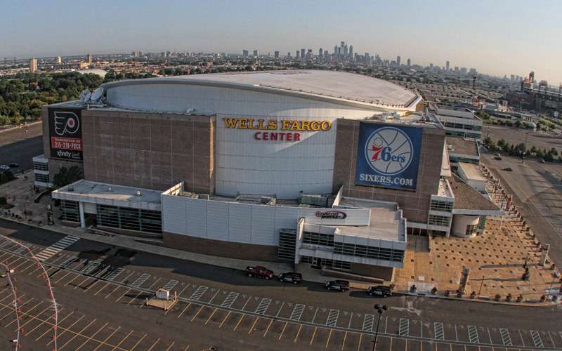 And next to them is the Wells Fargo Center, where the 76ers and the Flyers compete.