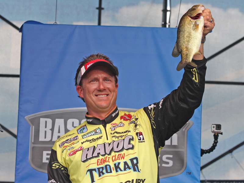 Skeet Reese shows off his best fish of the day that was part of a 7-3 stringer and moved him to sixth place overall.