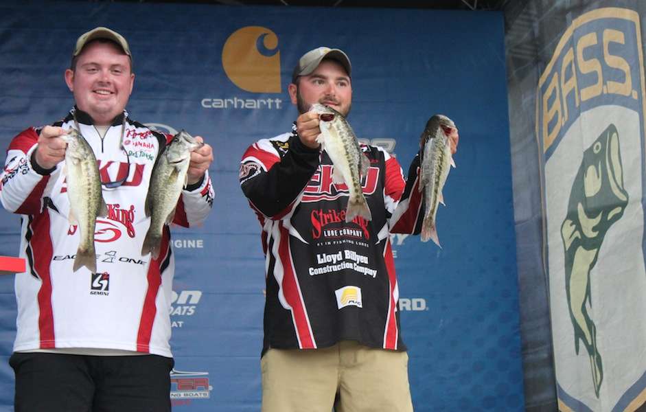 Kyle Raymer and Ethan Snyder of Eastern Kentucky University finish 10th with 18-3. 