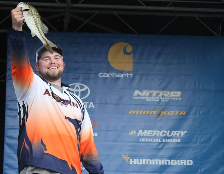 Trey Clayton and Timothy Ward of Auburn University brought in the smallest bass of the day, 1-8. 