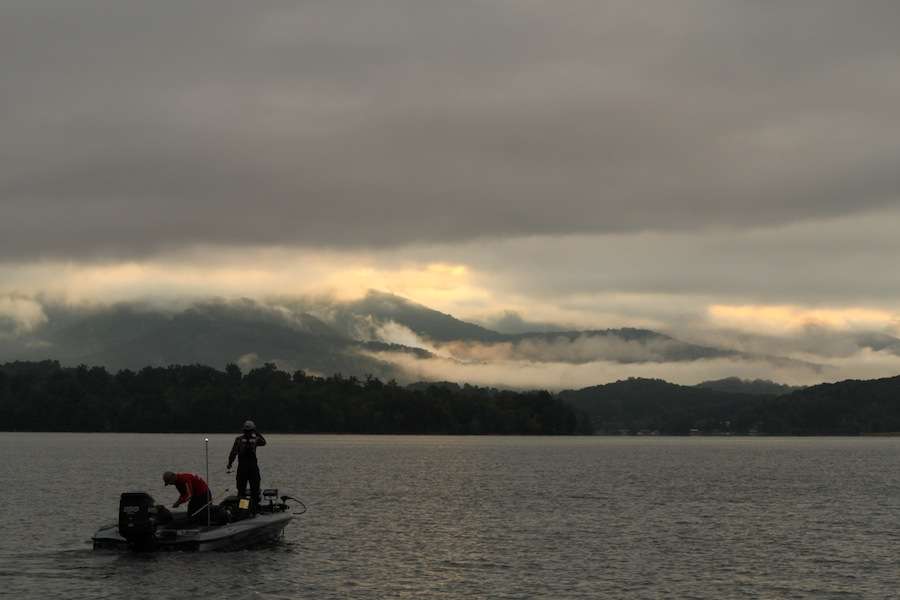 Zach Parker and Matt Roberts start the final day on Chatuge with the lead in the 2014 Carhartt Bassmaster College Series National Championship. 