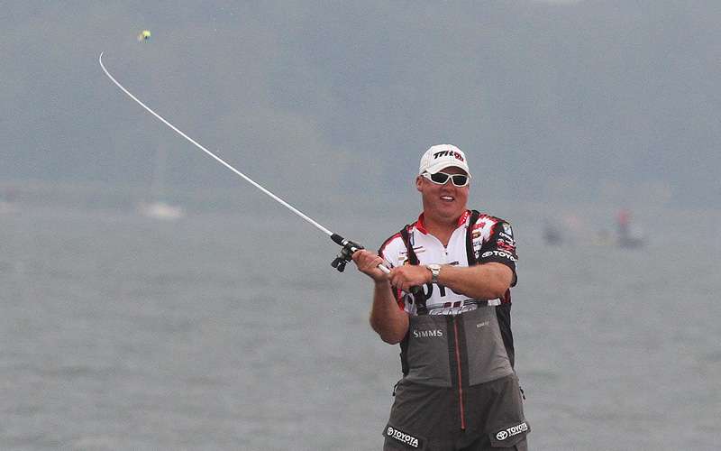 Terry Scroggins moves through with a crankbait.