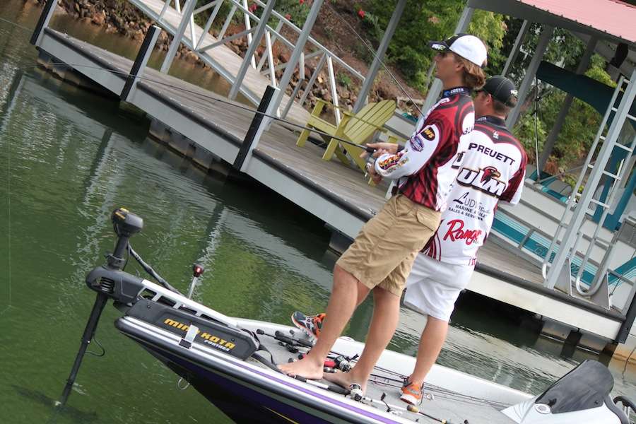 Fishing deep brush, docks and shallow-water cover, ULM put together the biggest bag of Day 2 and scratched their way into the top five. 