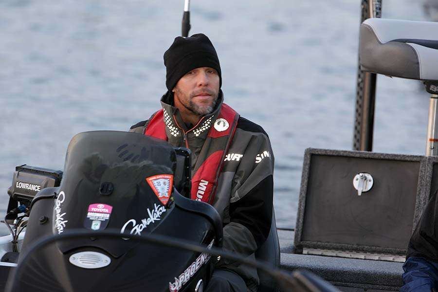 Aaron Martens gets set for a day of fishing on Lake Champlain. 
