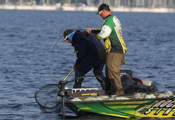 His co-angler waits with the netâ¦
