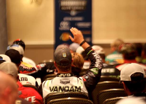 There were several questions at the briefing; Jonathon VanDam was one of the first to raise his hand. 