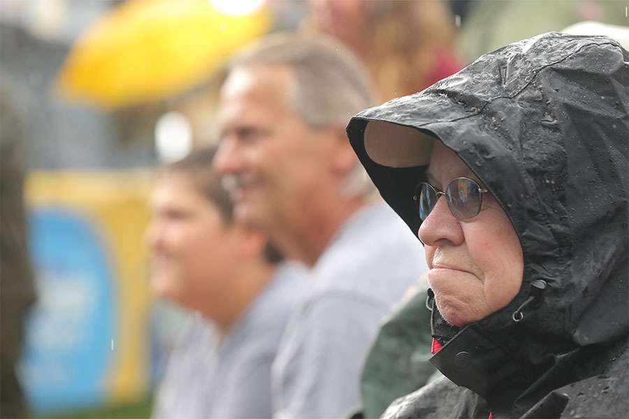 This lady had a rain suit on.