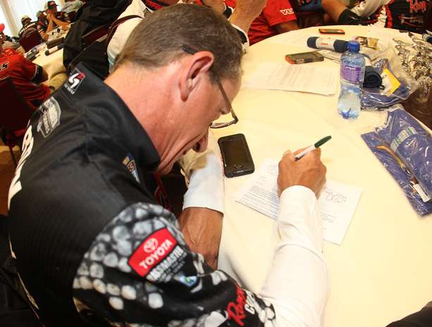 Charlie Hartley takes down a few notes during the meeting, or maybe he was just doodling a bit. 