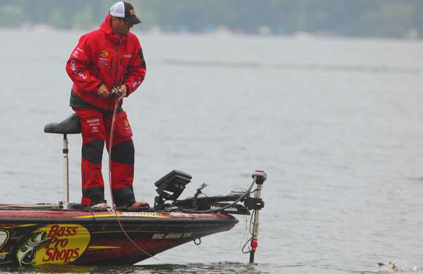 Kevin VanDam pulls another fish to the boatâ¦