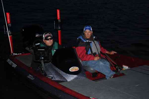 Gary Adkins and Monty Fralick head out for their final day on Lake Monroe.