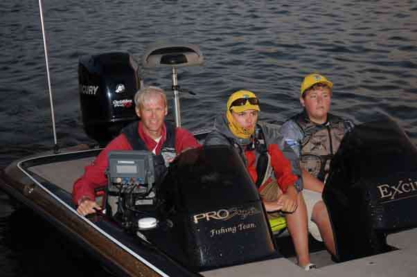 Boat captain Jeff Gilmer takes out Minnesota high school anglers Matt Stearns and Tyler Haroldson. 