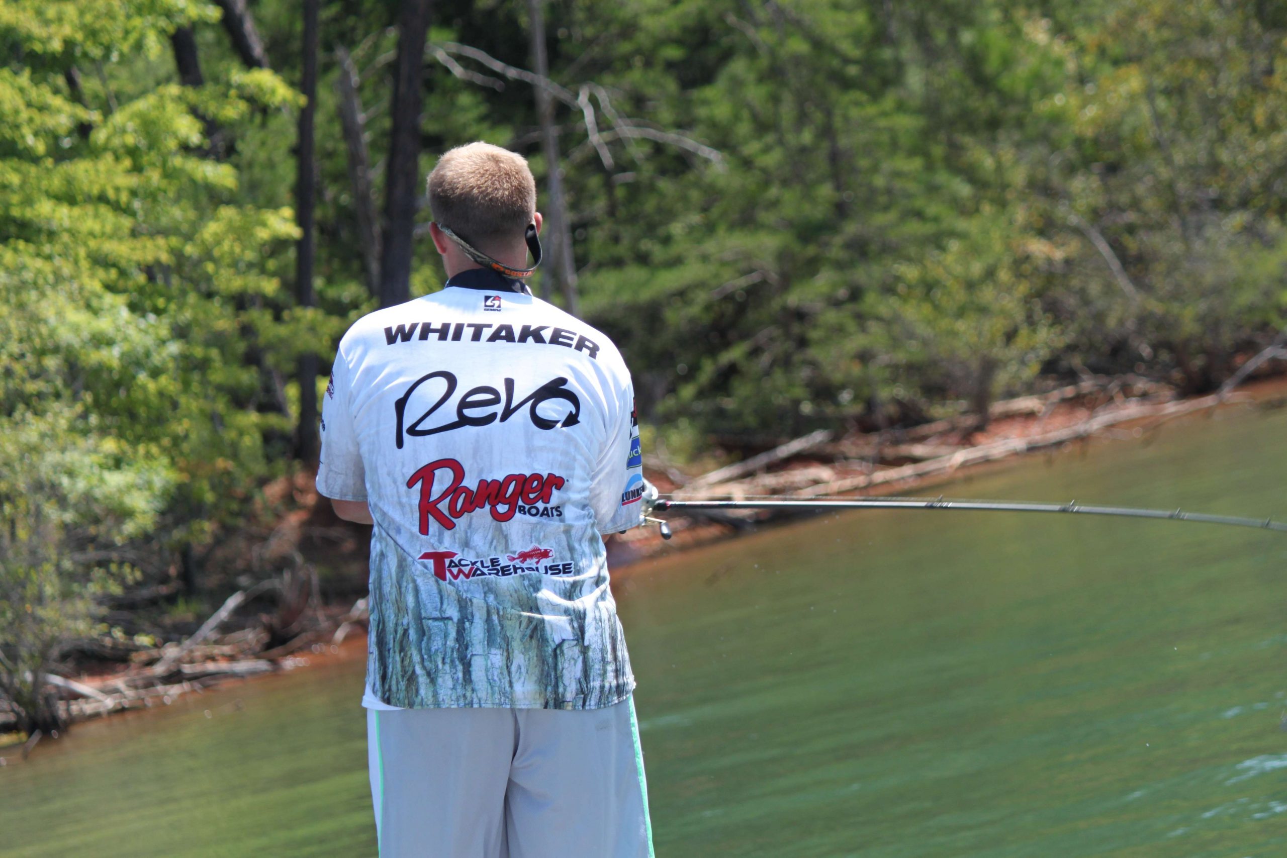 Jake Whitaker continues to work the shallows that held the winning fish just a day ago. 
