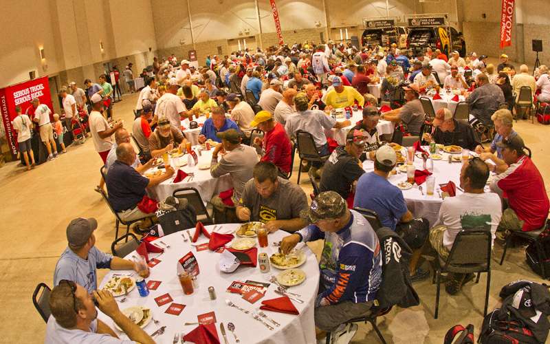 A big banquet area was set up to  feed the anglers a meal of roast beef and grilled chicken.