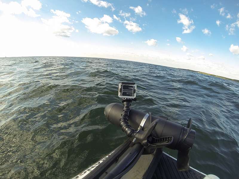 He put his GoPro on his trolling motor to catch some of the wave action as well.