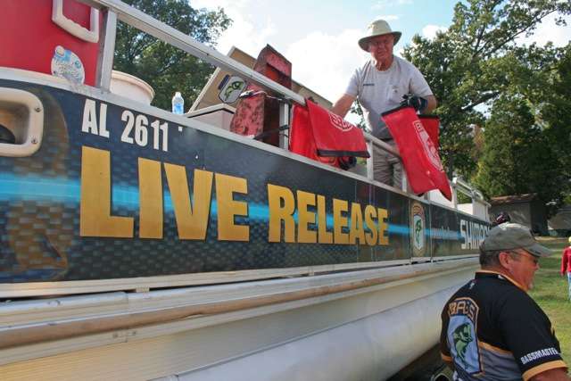 As is always the case, great care is taken by conservation-minded B.A.S.S. to release all bass alive following weigh-in.