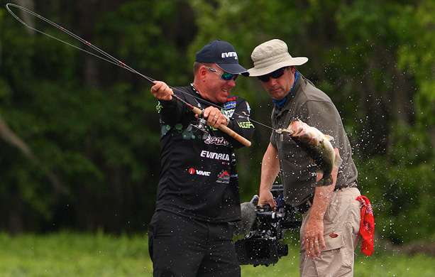 Hite swings his biggest keeper of the day into the boat during Day 4 on the St. Johns River. 