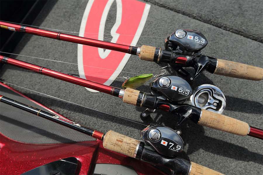 Here are his signature rods made by Evergreen International and the J-Dream reels that he designed for Daiwa.  He gave the gear ratio ideas to Daiwa and they came out with new gear ratio for his needs.