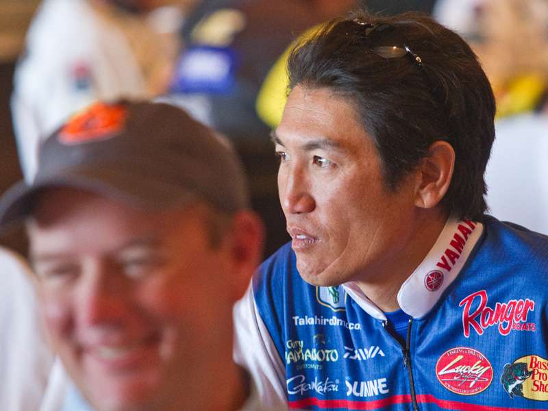 While the angler meeting was relaxed, you could see in the eyes of the anglers needing to make a move an intensity not normally seen, like Takahiro Omori gazing at Lake Michigan through the window. He could need a minimum 30th or better finish to stay in.